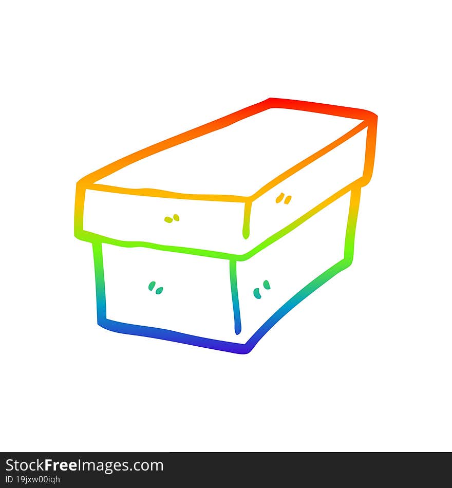 rainbow gradient line drawing cartoon cardboard box