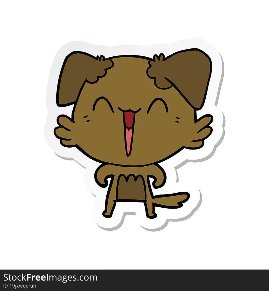 sticker of a happy little dog cartoon