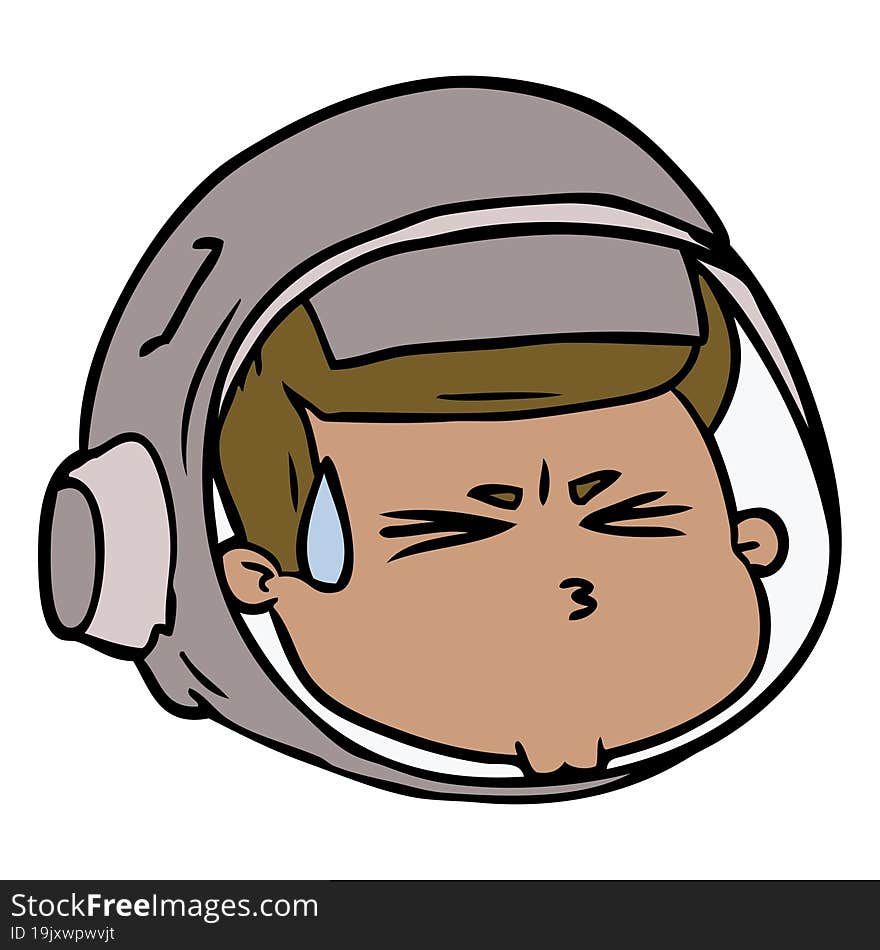 cartoon stressed astronaut face. cartoon stressed astronaut face