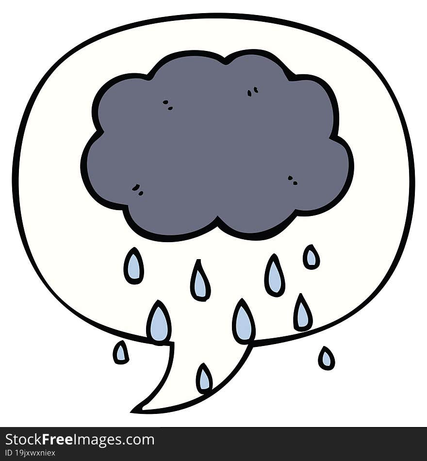 cartoon cloud raining and speech bubble