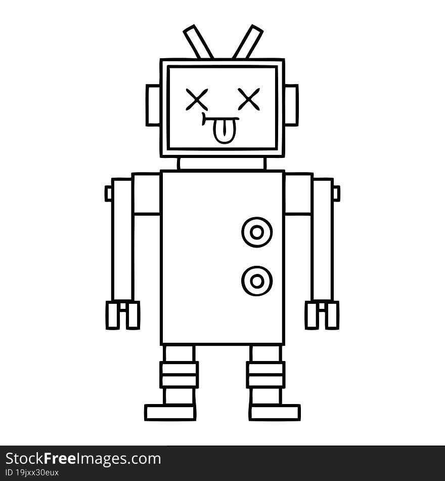 line drawing cartoon of a robot. line drawing cartoon of a robot