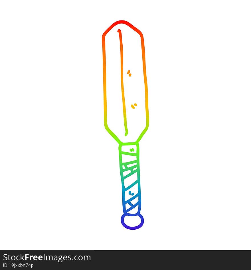 Rainbow Gradient Line Drawing Cartoon Baseball Bat