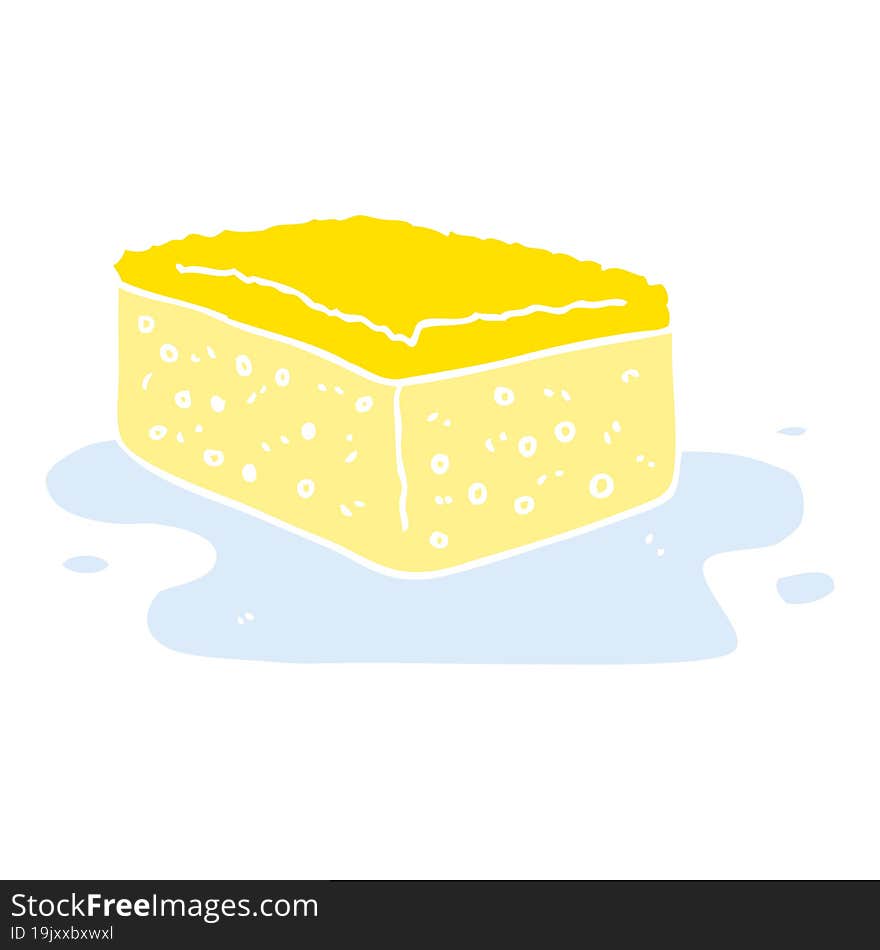 flat color illustration of a cartoon sponge