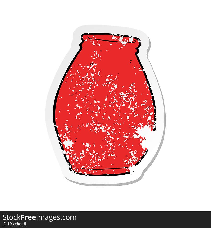 Retro Distressed Sticker Of A Cartoon Vase