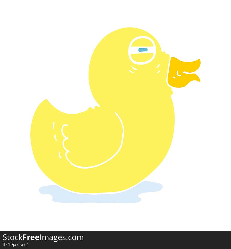 Flat Color Illustration Of A Cartoon Rubber Duck