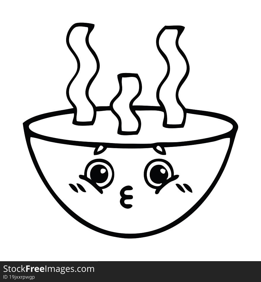 Line Drawing Cartoon Bowl Of Hot Soup