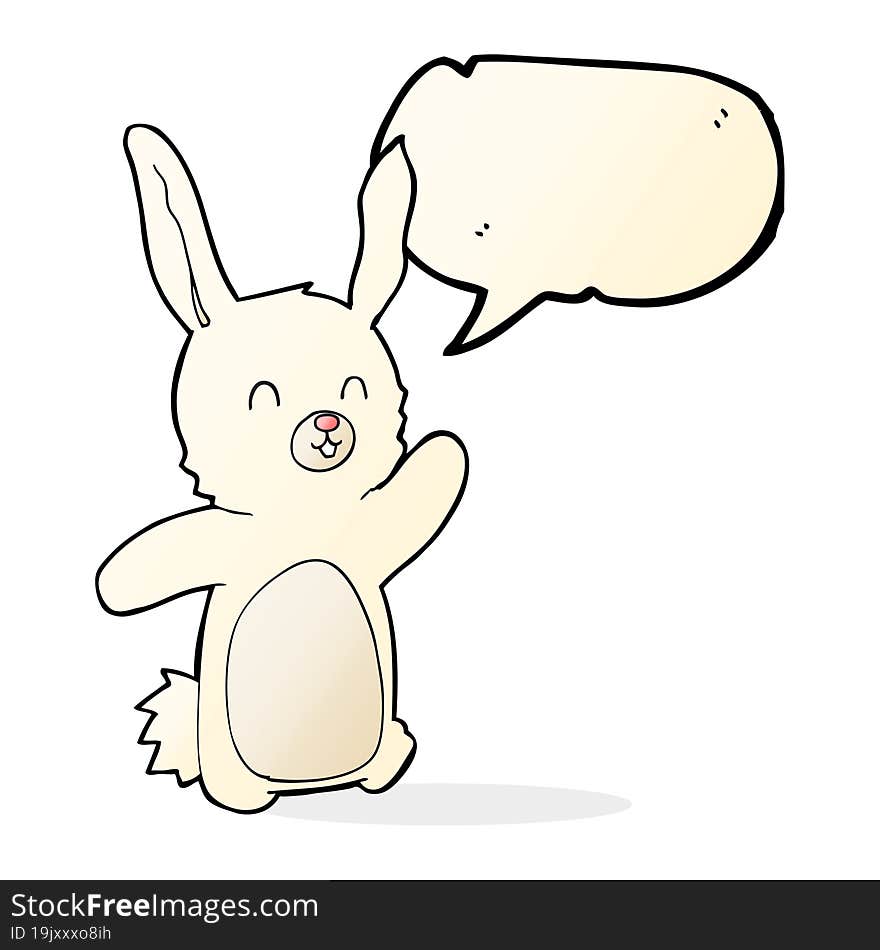 Cartoon Happy Rabbit With Speech Bubble