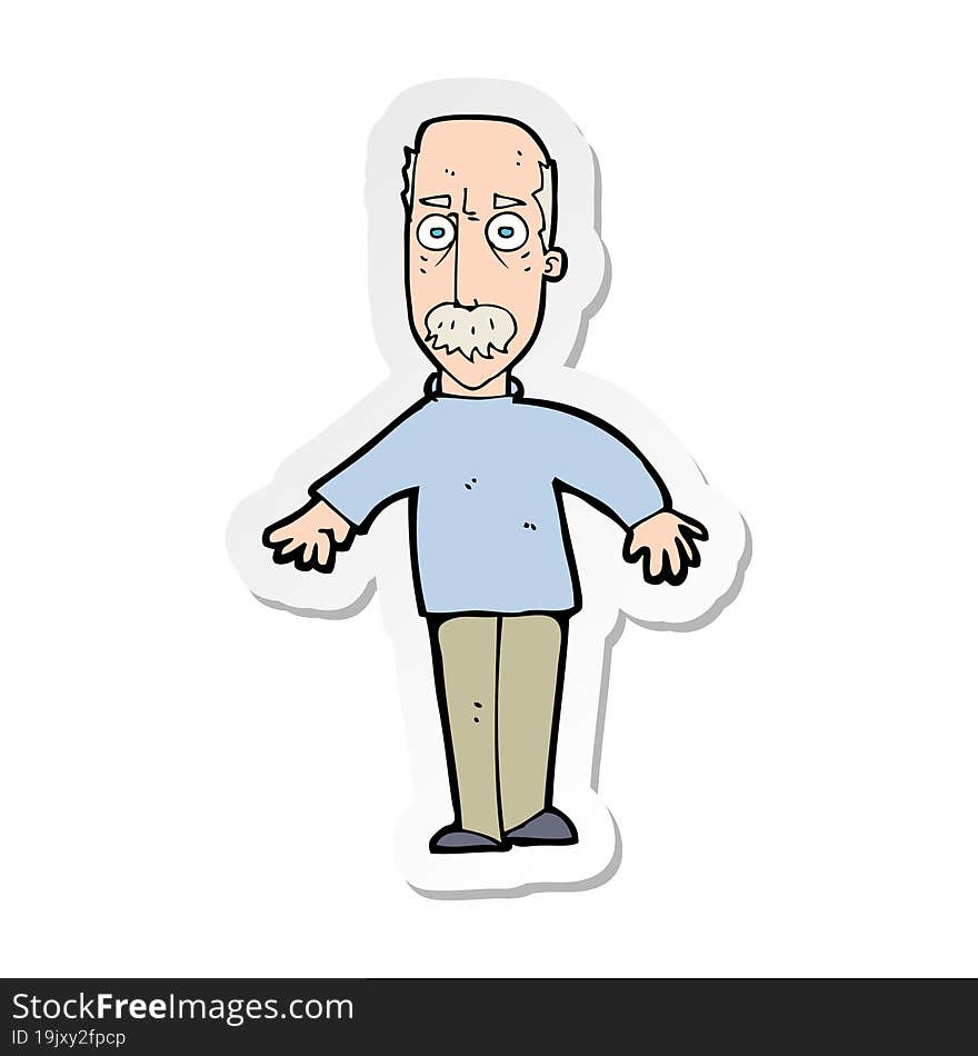 sticker of a cartoon annoyed old man