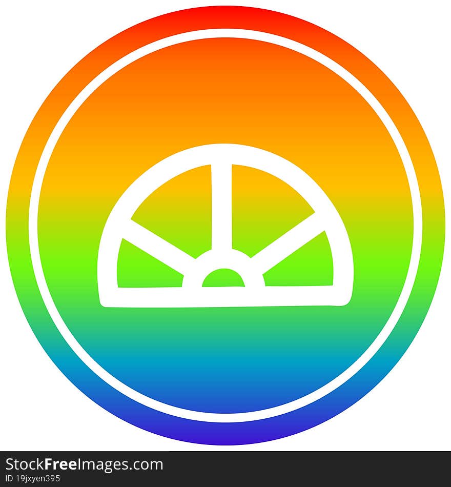 protractor math equipment circular in rainbow spectrum