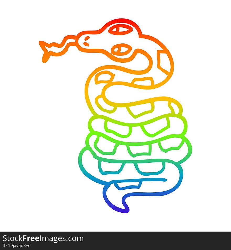 rainbow gradient line drawing cartoon poisonous snake