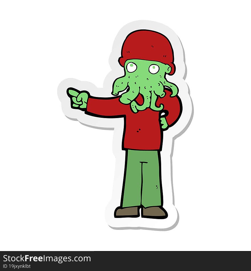 Sticker Of A Cartoon Alien Monster Man