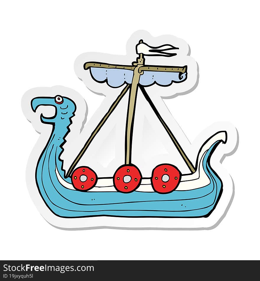 sticker of a cartoon viking ship