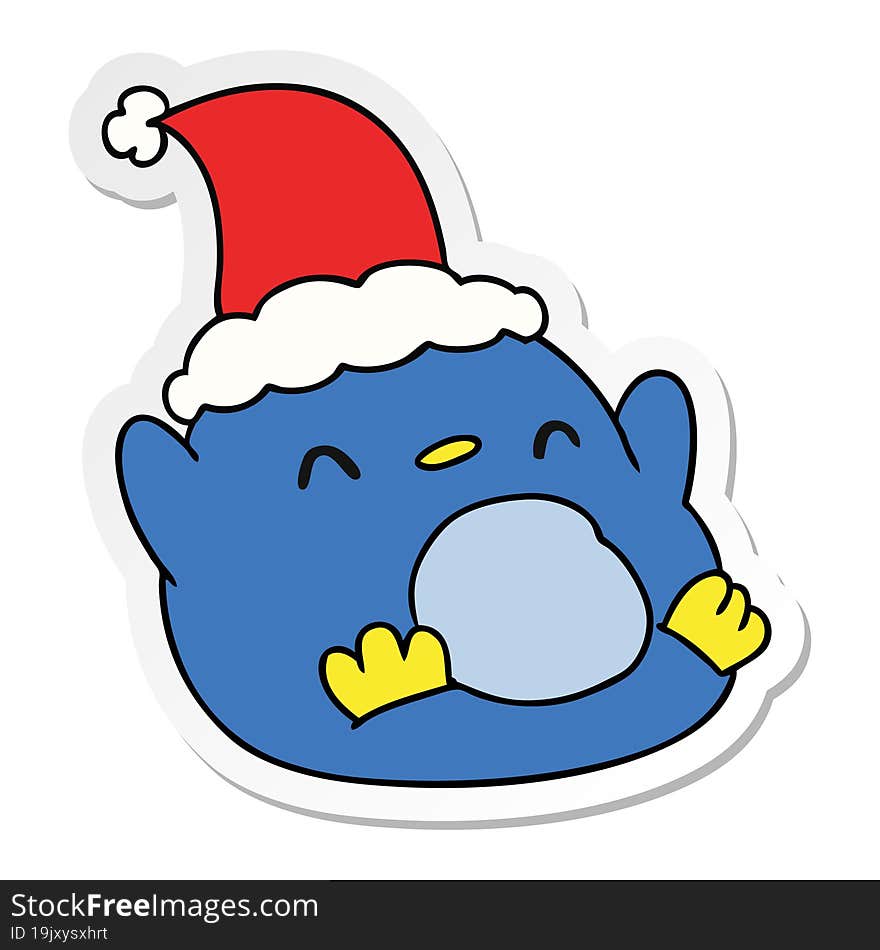 christmas sticker cartoon of kawaii penguin