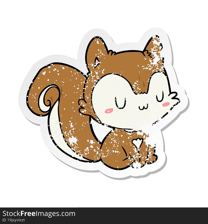 distressed sticker of a cartoon squirrel