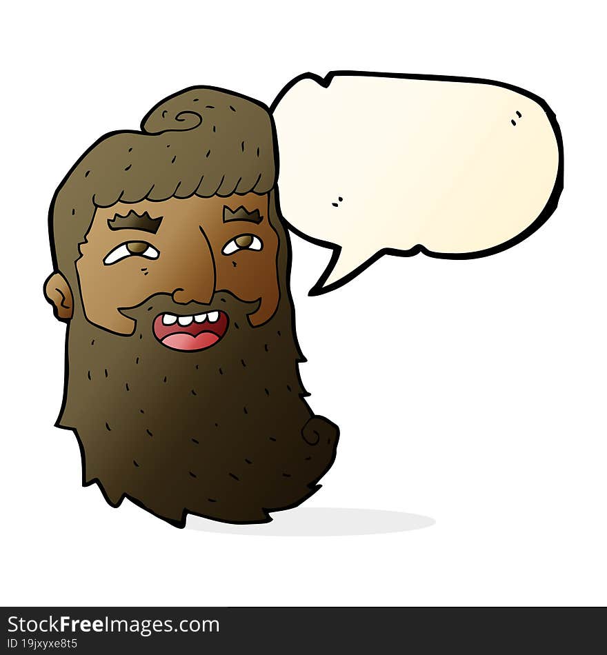 cartoon laughing bearded man with speech bubble