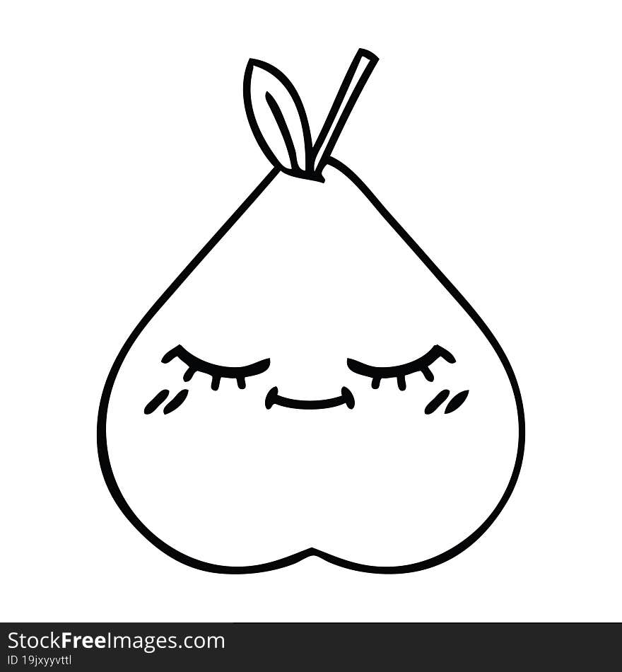 line drawing cartoon of a pear. line drawing cartoon of a pear