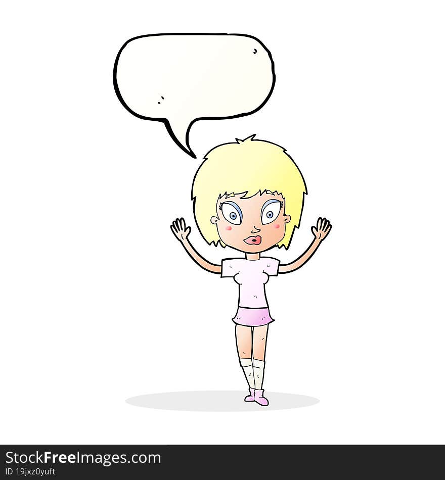 Cartoon Pretty Girl With Speech Bubble