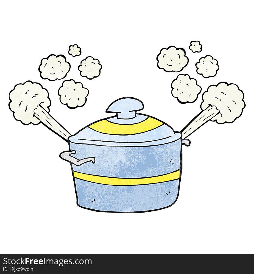 textured cartoon steaming cooking pot