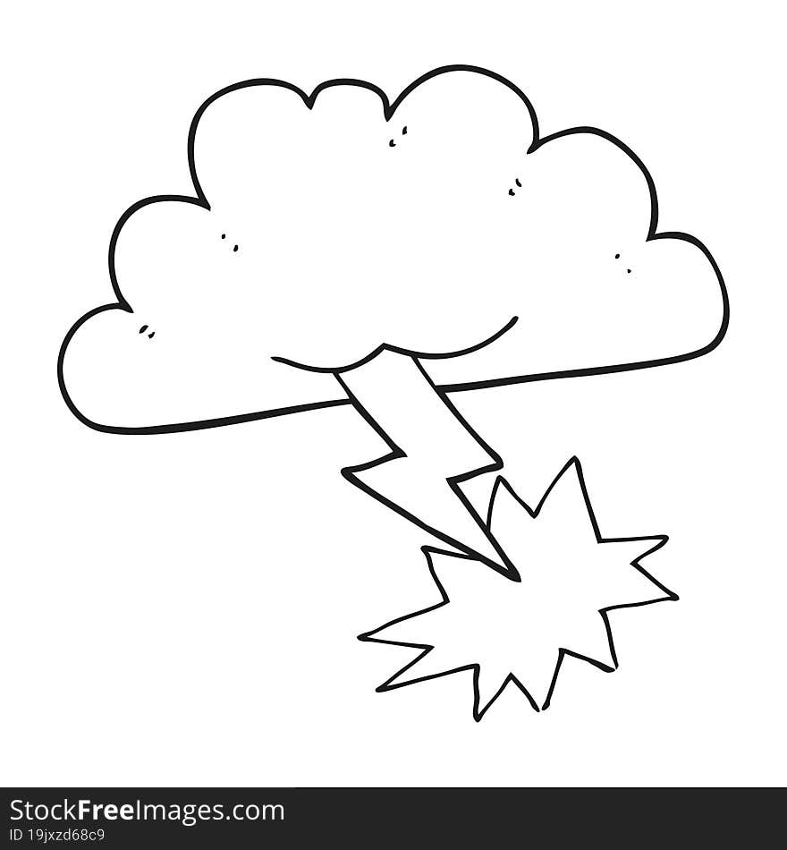 black and white cartoon storm cloud