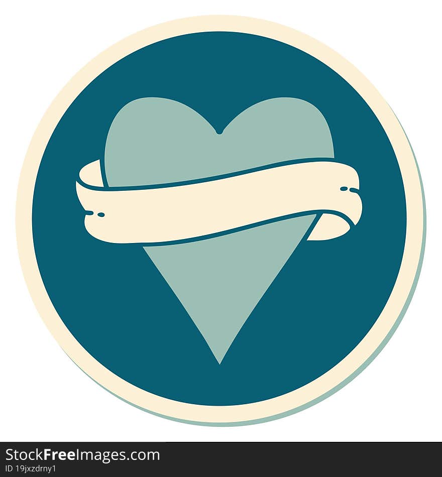 sticker of tattoo in traditional style of a heart and banner. sticker of tattoo in traditional style of a heart and banner