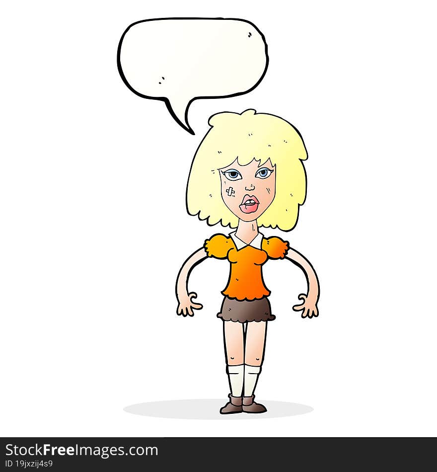 Cartoon Girl Fight With Speech Bubble