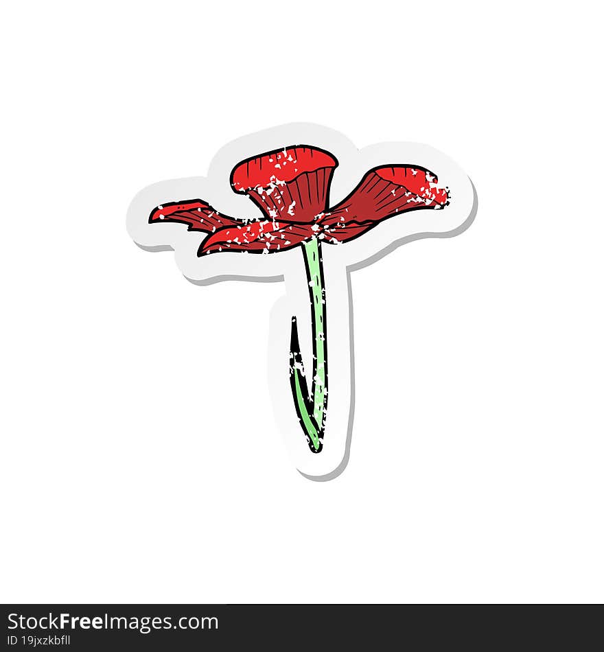 Retro Distressed Sticker Of A Cartoon Flower