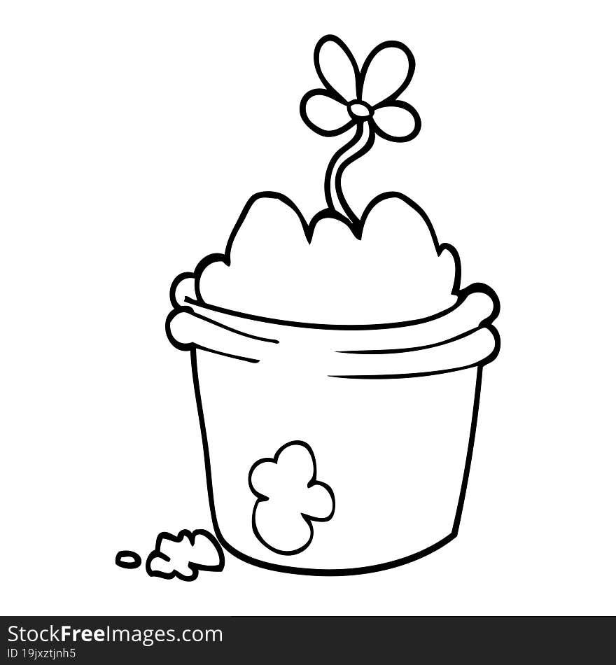 Line Drawing Cartoon Flower Pot