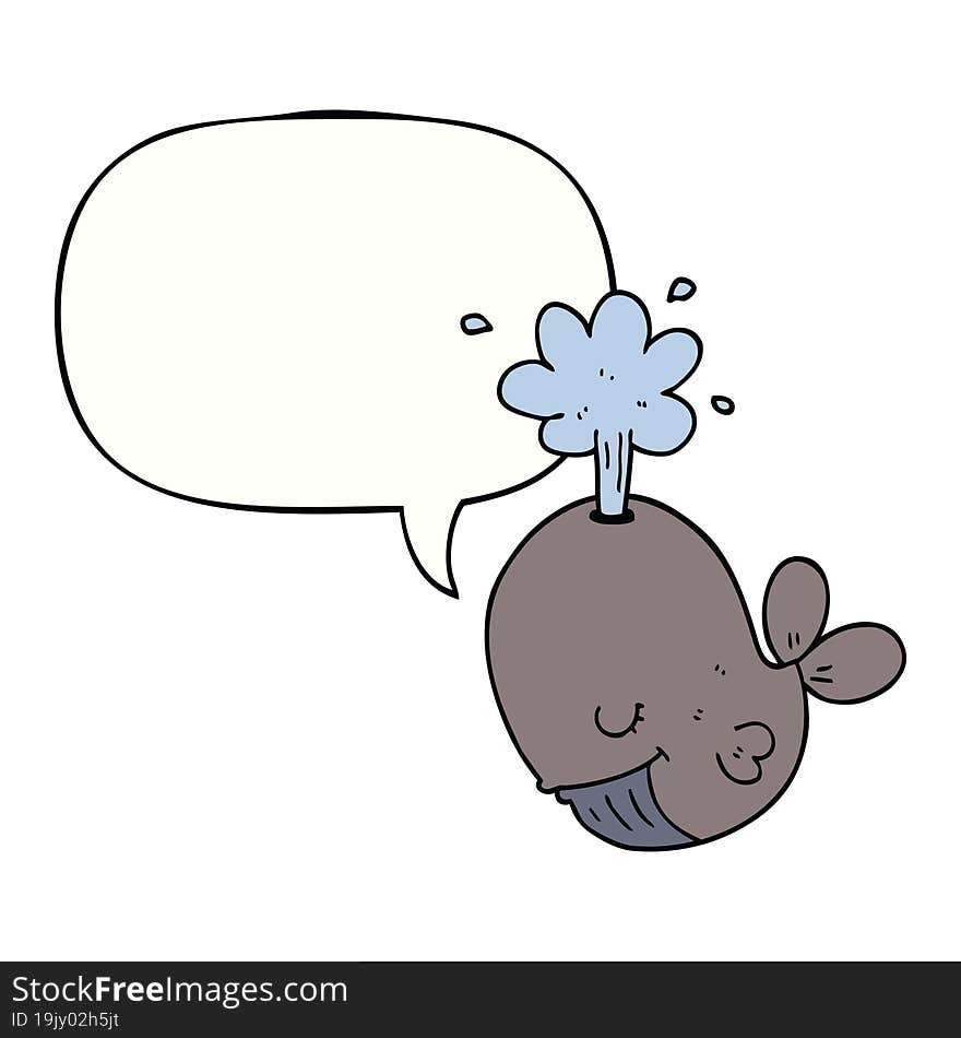 cartoon spouting whale with speech bubble. cartoon spouting whale with speech bubble