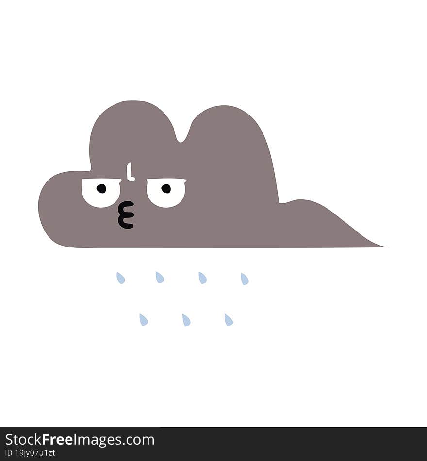 flat color retro cartoon storm rain cloud