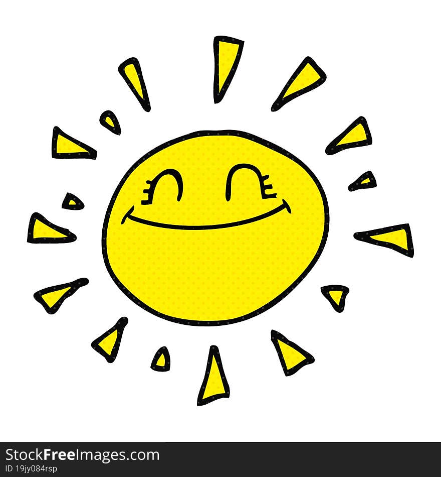 happy freehand drawn cartoon sun. happy freehand drawn cartoon sun