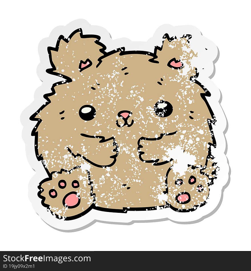 distressed sticker of a cute cartoon bear