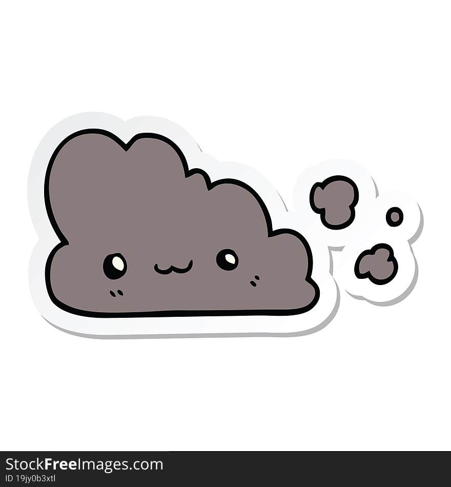 sticker of a cute cartoon cloud