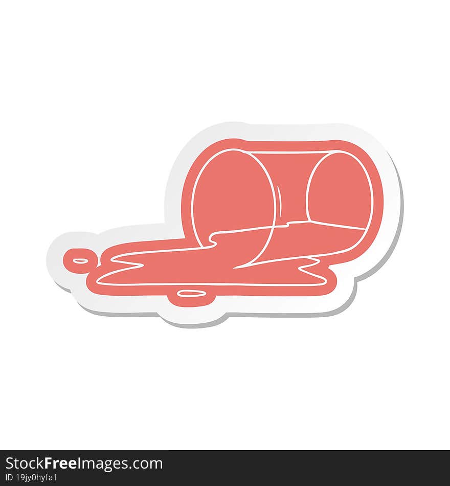 cartoon sticker of a spilt glass