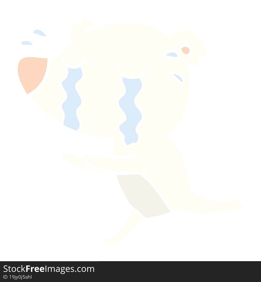 flat color style cartoon crying polar bear