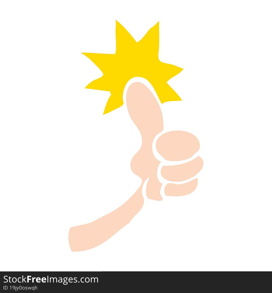 flat color style cartoon thumbs up sign