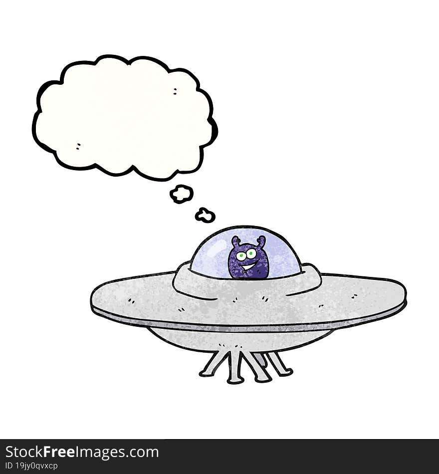 thought bubble textured cartoon flying saucer