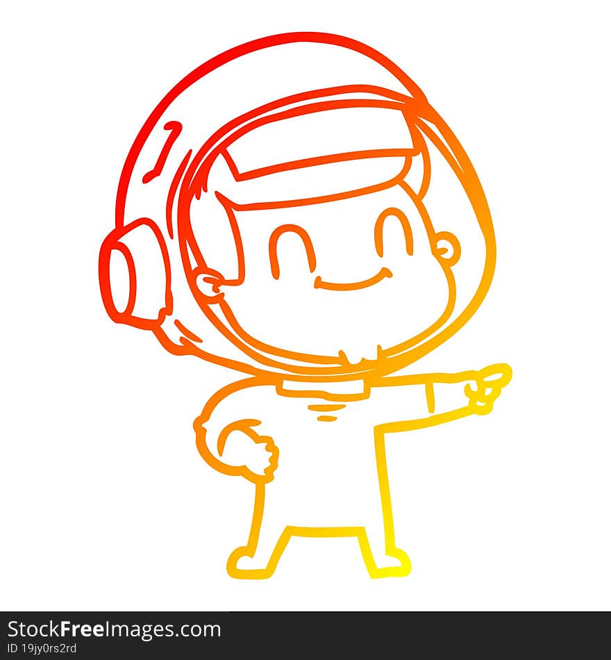 warm gradient line drawing happy cartoon astronaut man