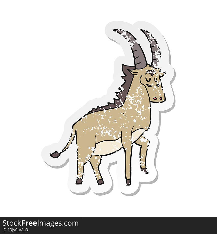 Retro Distressed Sticker Of A Cartoon Antelope