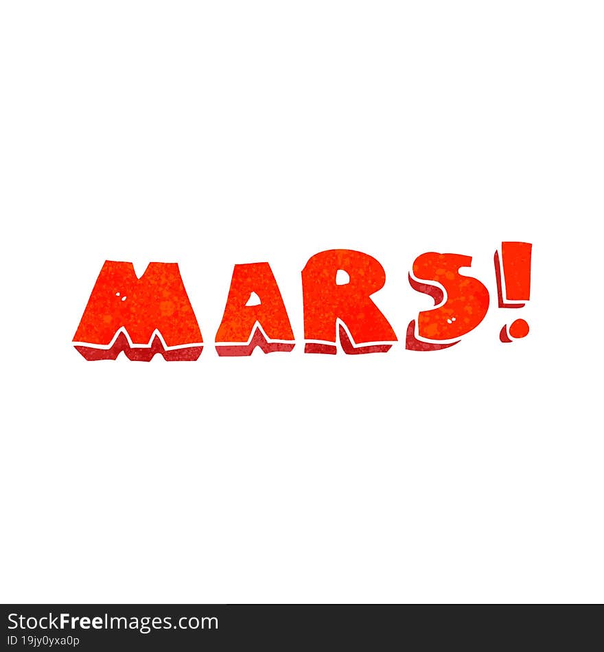 retro cartoon Mars text symbol