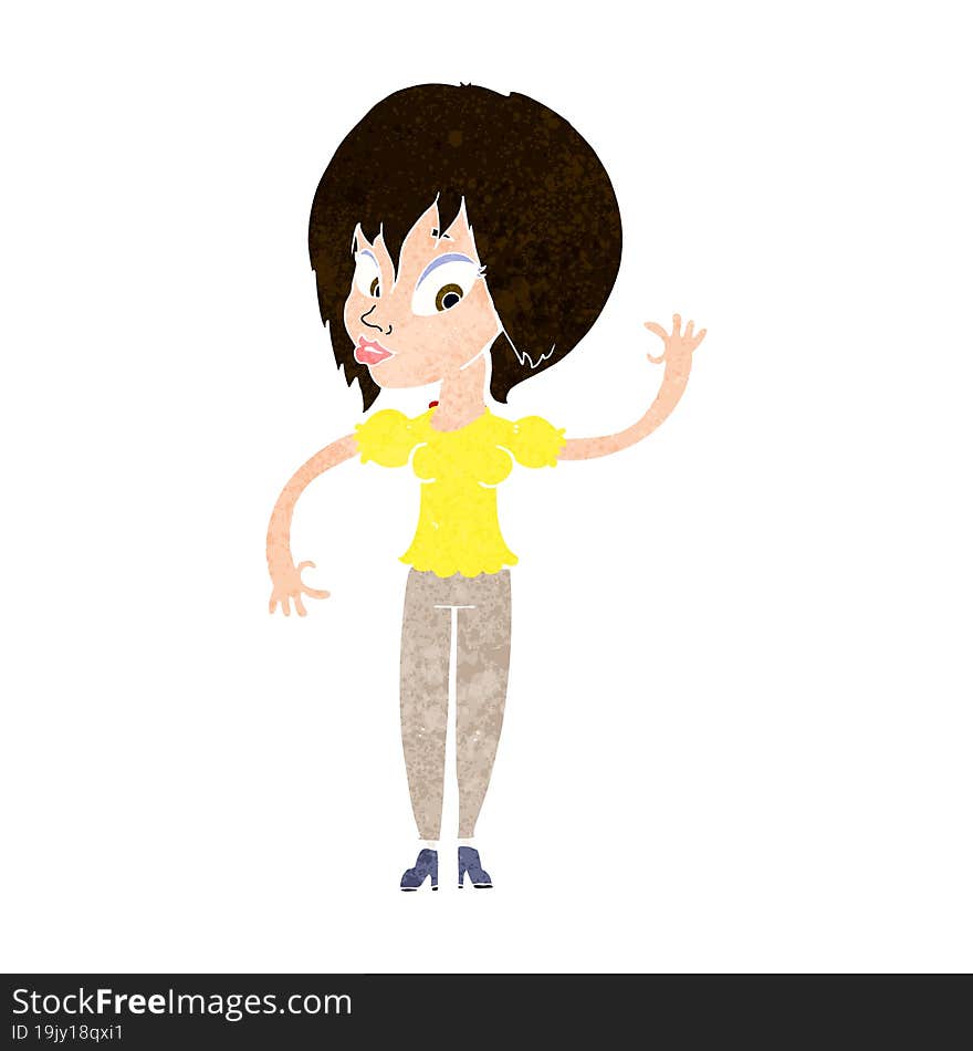 cartoon woman waving