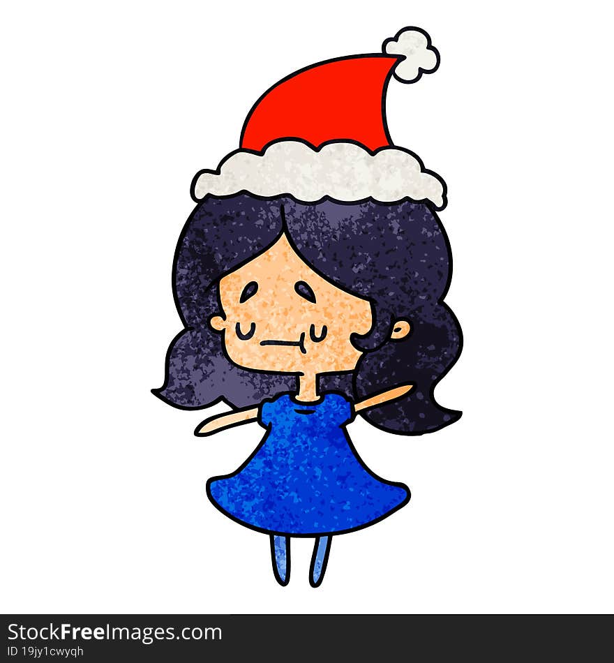 christmas textured cartoon of kawaii girl