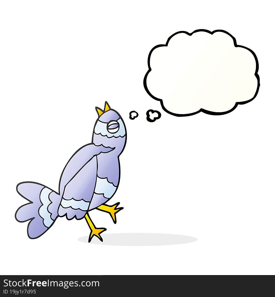 freehand drawn thought bubble cartoon bird singing