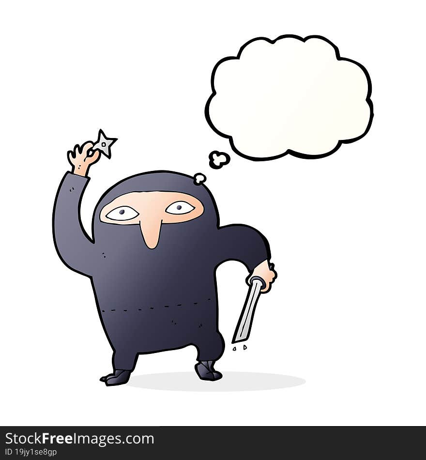 Cartoon Ninja With Thought Bubble