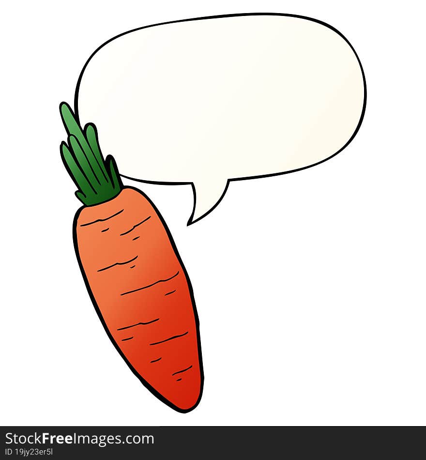 cartoon carrot with speech bubble in smooth gradient style