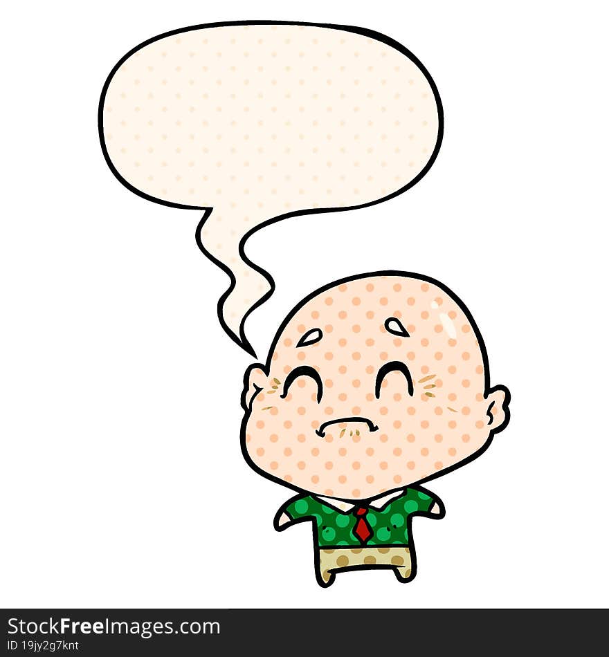 cartoon old man with speech bubble in comic book style