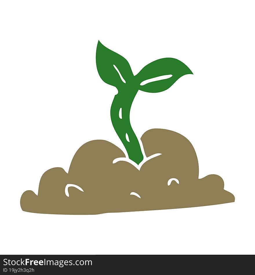 Flat Color Style Cartoon Growing Seedling