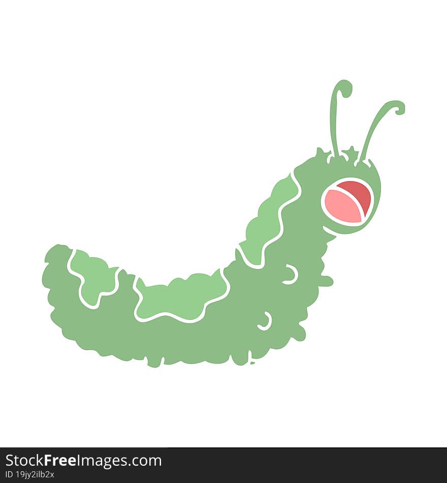 funny flat color style cartoon caterpillar