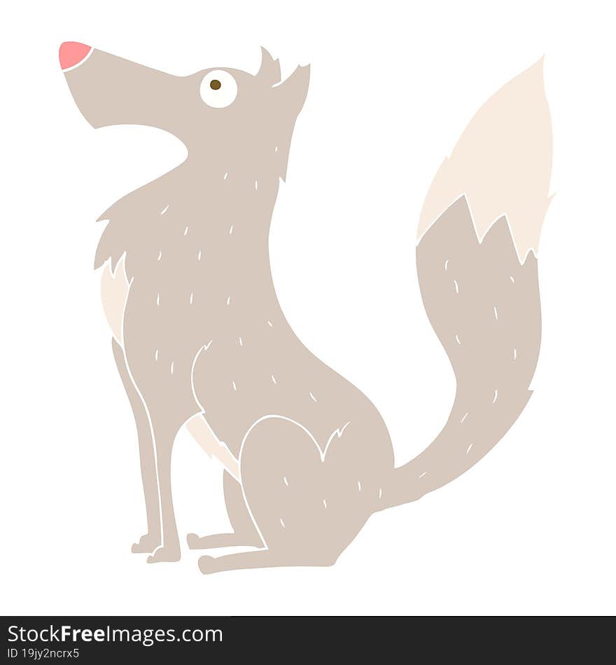 flat color illustration of a cartoon wolf