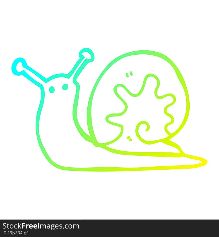 cold gradient line drawing of a cartoon snail