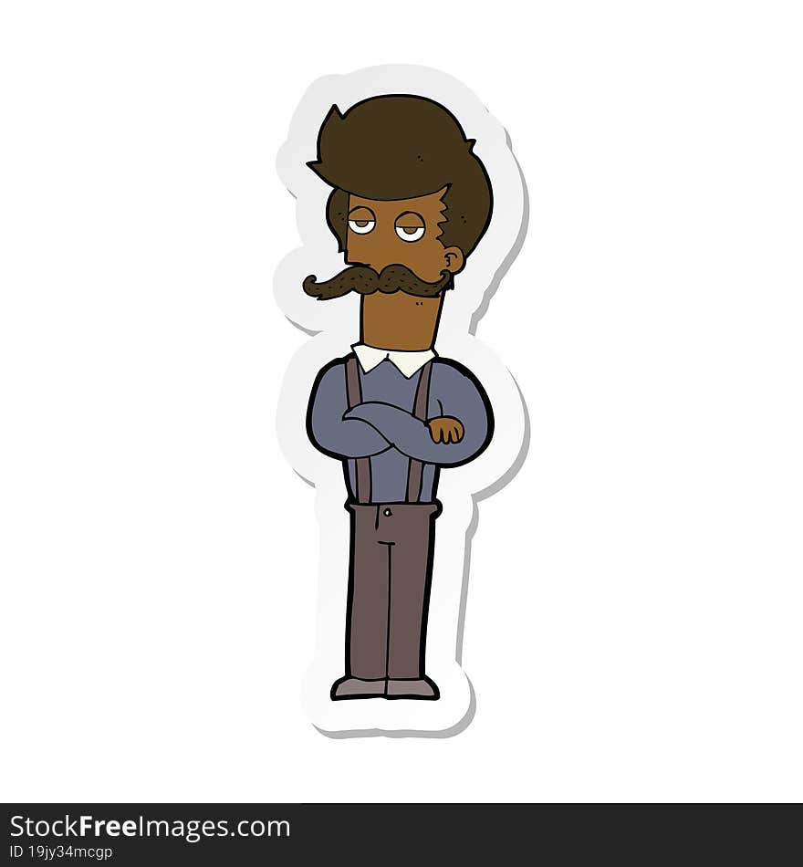 sticker of a cartoon man with mustache